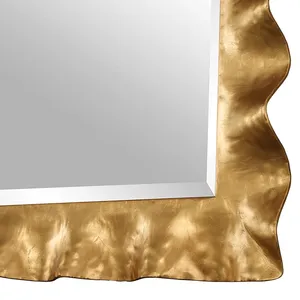 Gold Plated <b>Rectangular</b> Wall <b>Mirror</b> With Irregular Frame Glam Home Decor Entryway Accent <b>Mirror</b> - Product Image 3