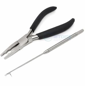 Pinzas Clásicas de Acero Inoxidable de 6 Pulgadas para Extensiones de Cabello, Ligeras, Mango Negro, Aguja de Doble Cara, Precisión para el Trabajo del Cabello - Product Image 6