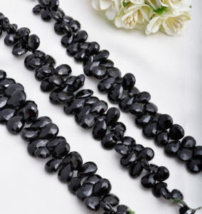 Offre Spéciale Naturel : Épine de laine noire facettée en forme de poire, 3 brins, naturelle, pour la fabrication de bijoux fins, pierre précieuse, lot complet - Product Image 5