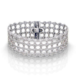 Bracelet en or 14 carats avec anneaux entrelacés et diamants ronds cultivés en laboratoire sertis en clos - Product Image 1
