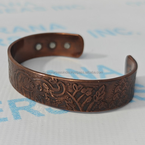 Brazalete de Cobre Grabado con Elefante, Joyería Terapéutica con Triple Imán para Bienestar Espiritual, Conexión a Tierra y Gestión del Estrés - Product Image 2