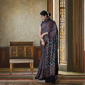 Sari de Seda Modal de Diseño, Textura Suave, Cómodo Sari Étnico - Product Image 1