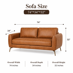 Sofá de 2 plazas de cuero genuino, sofá moderno para sala de estar, sofá con patas de acero inoxidable, sofá cuadrado contemporáneo, sofá de cuero de diseño. - Product Image 2