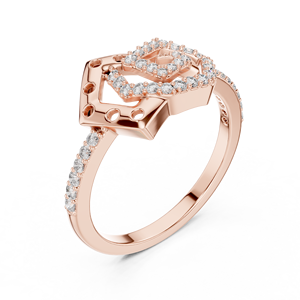Bague en or rose massif 18 carats avec diamant de laboratoire taille brillant en spirale hexagonale et pierres latérales, pour femme, idéale pour mariage, fiançailles, soirée, ou comme cadeau glamour - Product Image 2