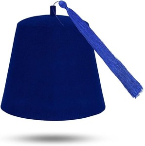 Chapeau Fez maçonnique uni - Laine bleue avec diverses couleurs de pompons, type de tissu 100% laine, motif uni - Product Image 2