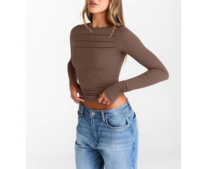 Camiseta Deportiva de Manga Larga con Cuello Alto para Mujer, Elástica, de Secado Rápido, para Entrenamiento, Fitness, Running, Yoga - Product Image 5
