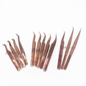 Pince à épiler pour extensions de cils RMI Diamond Grip Rose Gold Plasma, en acier inoxydable, pointe lisse de précision, 10 mm, logo Leaser - Product Image 1