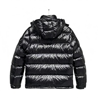 Blouson d'hiver unisexe à motif lettres, à capuche, fermeture éclair, imperméable, écologique, coupe-vent, décontracté, longueur standard