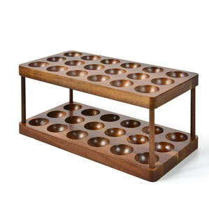 Double Layer Acacia Wooden <b>Egg</b> Tray Organizer 36 Capacity Farmhouse Kitchen Standing Type <b>Egg</b> Holder - Product Image 3