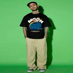 Camiseta pesada con logotipo personalizado de primera calidad, Camiseta 100% de algodón para hombre, camisetas en blanco de gran tamaño con estampado de hojaldre 280GSM - Product Image 1