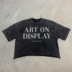 T-shirts personnalisés coupe ample décontractée, effet vintage délavé, couleur noire, t-shirt décontracté personnalisé pour homme - Product Image 3