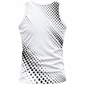 <b>Men's</b> <b>White</b> Dot Printed Tank Top Breathable Polyester Sleeveless Crew Neck Sporty <b>Vest</b> - Product Image 2