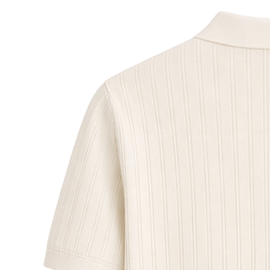 Polo de punto de algodón a rayas para hombre, manga corta, textura acanalada premium, corte ajustado, informal, elegante, para verano, transpirable, al por mayor - Product Image 4