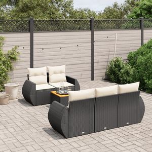 Ensemble de canapés de jardin modulaires en rotin PE noir, 6 pièces, meubles de jardin élégants et durables - Product Image 1