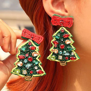 Pendientes Artesanales con Motivo Floral de Mariposa, Bordados con Cuentas de Semillas, Ligeros, Joyería Tradicional de Moda, Base de Algodón, Estilo 179 - Product Image 2