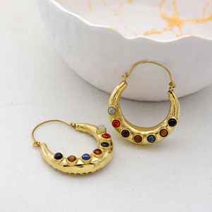 Boucle d'oreille en pierre de laiton 7 chkras-boucle d'oreille en pierre multiple-bijoux en plusieurs couleurs meilleure boucle d'oreille en multi couleur-idée cadeau pour les femmes. - Product Image 1