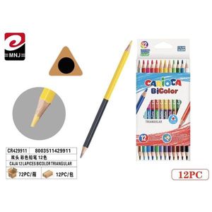 Matite colorate triangolari bicolore Carioca, 12 colori, a doppia punta, per disegno artistico - Product Image 1