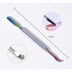 Luxury Double End Stainless Steel Cuticle Pusher Rainbow Nail Dead Skin Remover Manicure <b>Pedicure</b> <b>Tool</b> OEM - Product Image 5