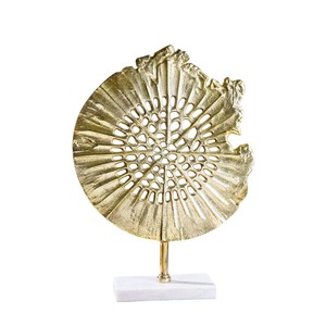 Escultura Circular de Aluminio de Lujo con Base de Mármol Negro, Acabado Plateado, Decoración para Oficina u Hogar, Artesanía Metálica - Product Image 4