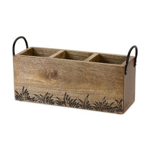 Traditional Design Caddy Handmade Wood Cutlery Holder Customized Shape Metal Handles <b>Tabletop</b> Cutlery Organizer On Sale - Product Image 6