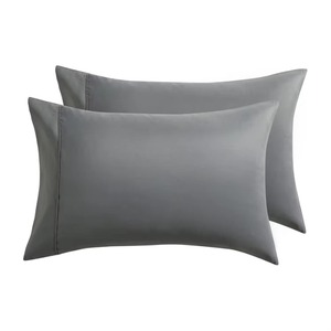 Housses de coussin rectangulaires gris uni 100% coton respirant avec fermeture enveloppante pour usage domestique, style uni - Product Image 1