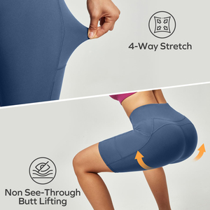 Shorts de yoga de verano para mujer con costuras unificadas, shorts cortos de yoga para el parque, shorts de gimnasio de spandex con soporte de cadera para realzar el trasero. - Product Image 5
