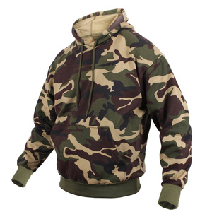 Sweat à capuche camouflage pour homme, commande en gros OEM, col à cordon, color block, en molleton bouclette, avec appliqué, pour la pêche, épais - Product Image 3