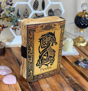 Diario de cuero Viking Fenrir: Grimorio nórdico hecho a mano, diseño de lobo celta - Product Image 6