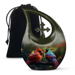 Urne funéraire adulte en forme de larme avec croix blanche et serpent, grande urne funéraire en forme de larme pour cendres humaines, avec sac en velours offert – Offre spéciale - Product Image 4