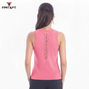 100% Cotton Fabric Summer Women Running <b>Compression</b> Sports Yoga Knitted Gym Fitness Tank Tops - Product Image 2