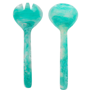 Cucharas para Servir de Resina, Color Rosa Marmoleado, Juego de 2 Piezas, Cucharas Grandes de Madera para Servir Ensaladas y Otros Alimentos - Product Image 2