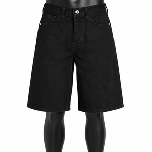 Custom Streetwear Denim Jorts Men's Loose Fit Black Jean Shorts OEM Clothing Factory - Product Image 1
