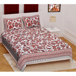 Haryana India Rajwada Luxury Cotton 3-Piece Traditional Chinese Floral 400TC Bed Sheet <b>Set</b> Fitted Flat Sheets Queen Twin Double - Product Image 1