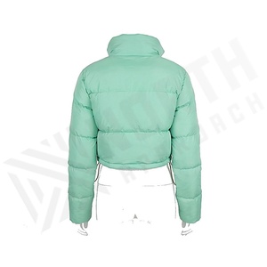 เสื้อแจ็คเก็ตสีเขียวมิ้นท์แบบเย็บลาย  แขนยาว คอตั้ง ปิดด้วยซิป  เสื้อโค้ทขนเป็ดสำหรับผู้หญิง  แบบสั้นสำหรับฤดูหนาว - Product Image 2