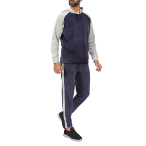 Conjunto Deportivo Azul Marino para Hombre, Sudadera con Capucha y Pantalones Jogger con Franjas Laterales Blancas, Ropa Casual de Otoño, Manga Larga, Corte Regular - Product Image 1