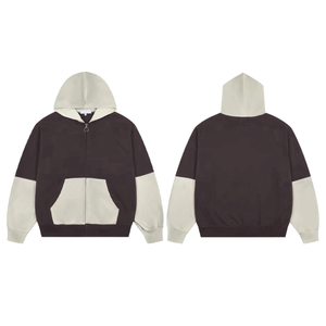 <b>Top</b> Notch Color Block <b>Zip</b> <b>Up</b> Hoodie Oversized Cotton Fleece Hooded Sweatshirt Streetwear Customized Zipper Hoodies For Unisex - Product Image 4