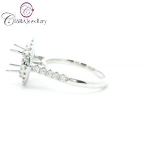 Usine directe 18K AU750 classique Double Halo or blanc 0.56ct diamant naturel rond mariage et anniversaire fête bague montage - Product Image 2