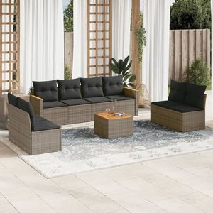 Ensemble de canapés de jardin en rotin gris 6 places, résistant aux intempéries, mobilier d'extérieur au design contemporain - Product Image 1