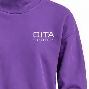 Sudadera de cuello alto para mujer, color violeta, manga larga, holgada, de forro polar, informal, para invierno, estilo urbano - Product Image 5