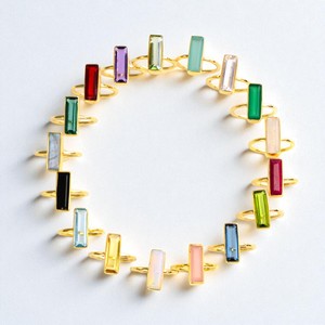 Kyanite Bezel Set Rectangle <b>Ring</b> Gold Plated Sterling Silver Handmade Minimalist Band Jewelry - Product Image 2