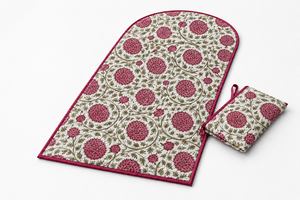 Tapis de selle polyvalent en coton bleu à motifs floraux avec pochette zippée matelassée pour l'équitation - Product Image 3