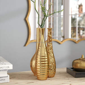 Timeless Handcrafted Metal Flower <b>Vase</b> For Elegant Home Decor Living Room Table Interior Decorative Accent - Product Image 2
