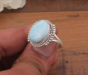 Anillo de Plata Larimar, Anillo de Plata de Ley 925, Plata de Ley 925 Sólida - Product Image 2