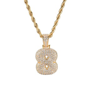 Nuevo Pendiente Retro Europeo y Americano con Números Arábigos del 0 al 9, Incrustado con Circonita, Accesorios para Orejas Estilo Hip Hop, Hipster - Product Image 4