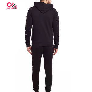 Conjunto de Sudadera con Capucha y Pantalones Deportivos de Felpa Francesa de Alta Calidad, Estilo Desgastado, Personalizado, para Hombre - Product Image 2