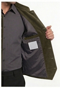 Chaleco de pana para hombre con cuello mandarín, cierre de botones y manga larga - Product Image 4
