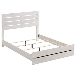 Letto Queen Size con Testiera a Doghe in Legno Massello Bianco Costiero, Mobili in Legno Massello - Product Image 3
