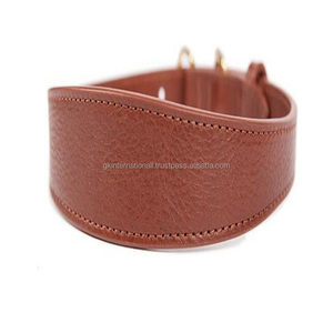 Collier de chien en cuir à pli unique de haute qualité pour petits et grands animaux de compagnie avec coutures durables et raccords en métal lourd - Product Image 1