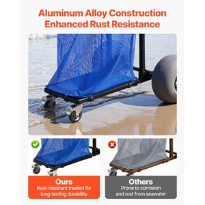 Carreta de Playa Plegable Reforzada con Ruedas de 12 Pulgadas, Capacidad de Carga de 165 Libras, Carrito para Arena y Playa con Ruedas Grandes y Almacenamiento - Product Image 4