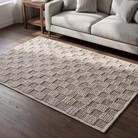 Tapis de sol moderne exclusif en laine tissée à la main, couleur unie crème beige, à boucles, antidérapant, léger, profil bas, pour la maison